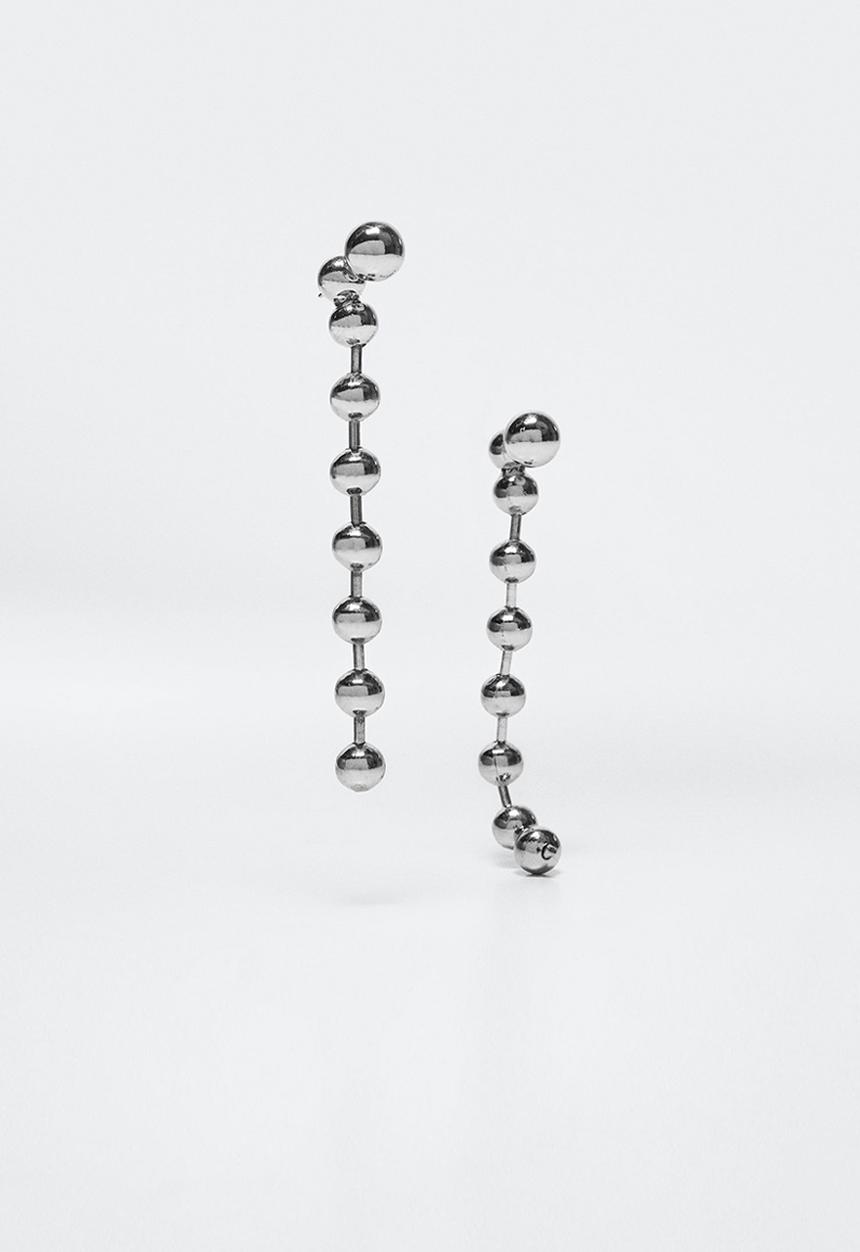 MANGO - Metal bead earrings - silver