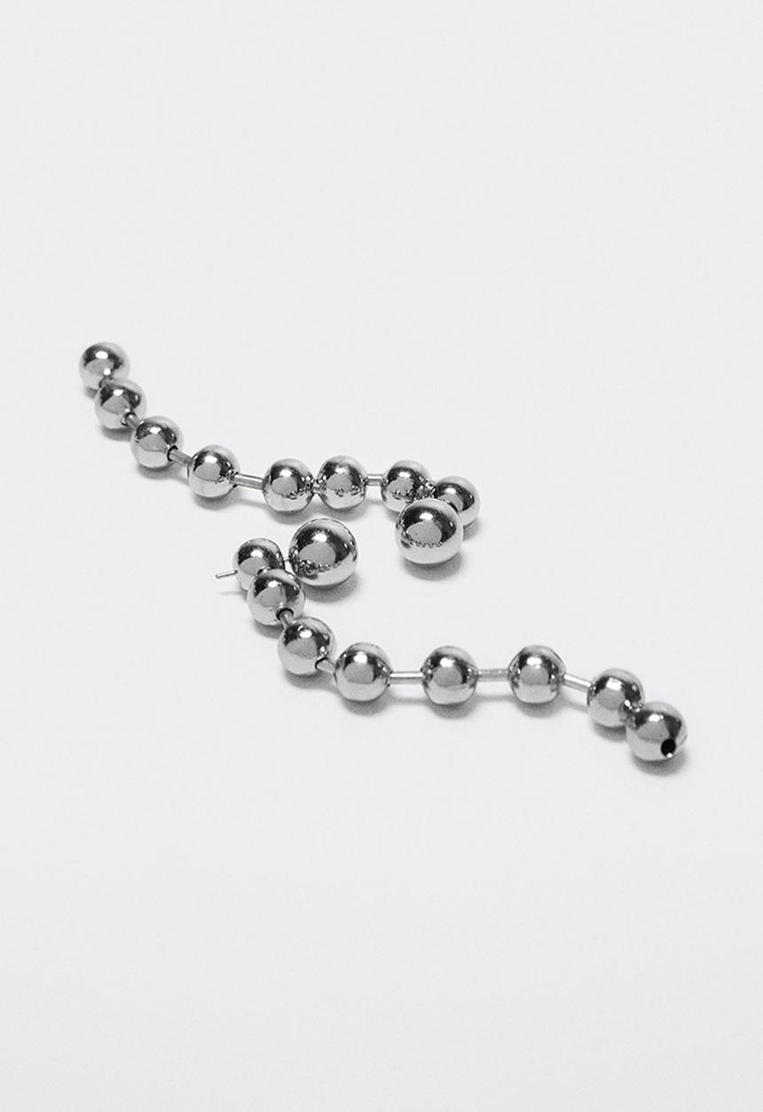 MANGO - Metal bead earrings - silver