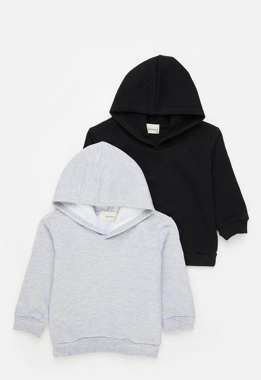 Superbalist - Infant 2pk plain hoody - black & grey mel