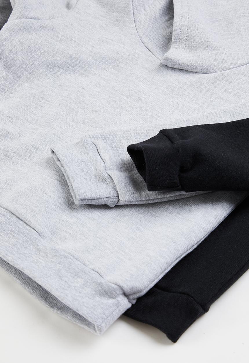 Superbalist - Infant 2pk plain hoody - black & grey mel