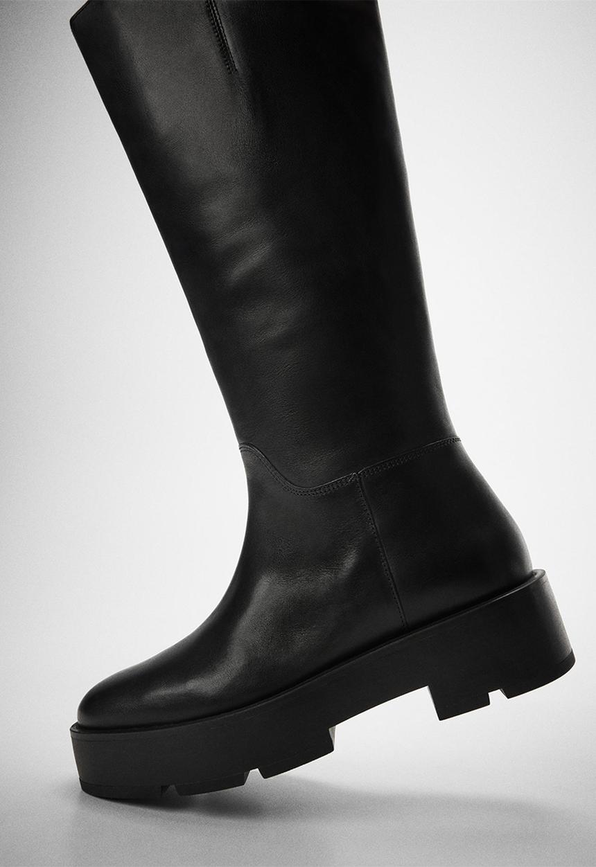 MANGO - Blan knee length boot - black