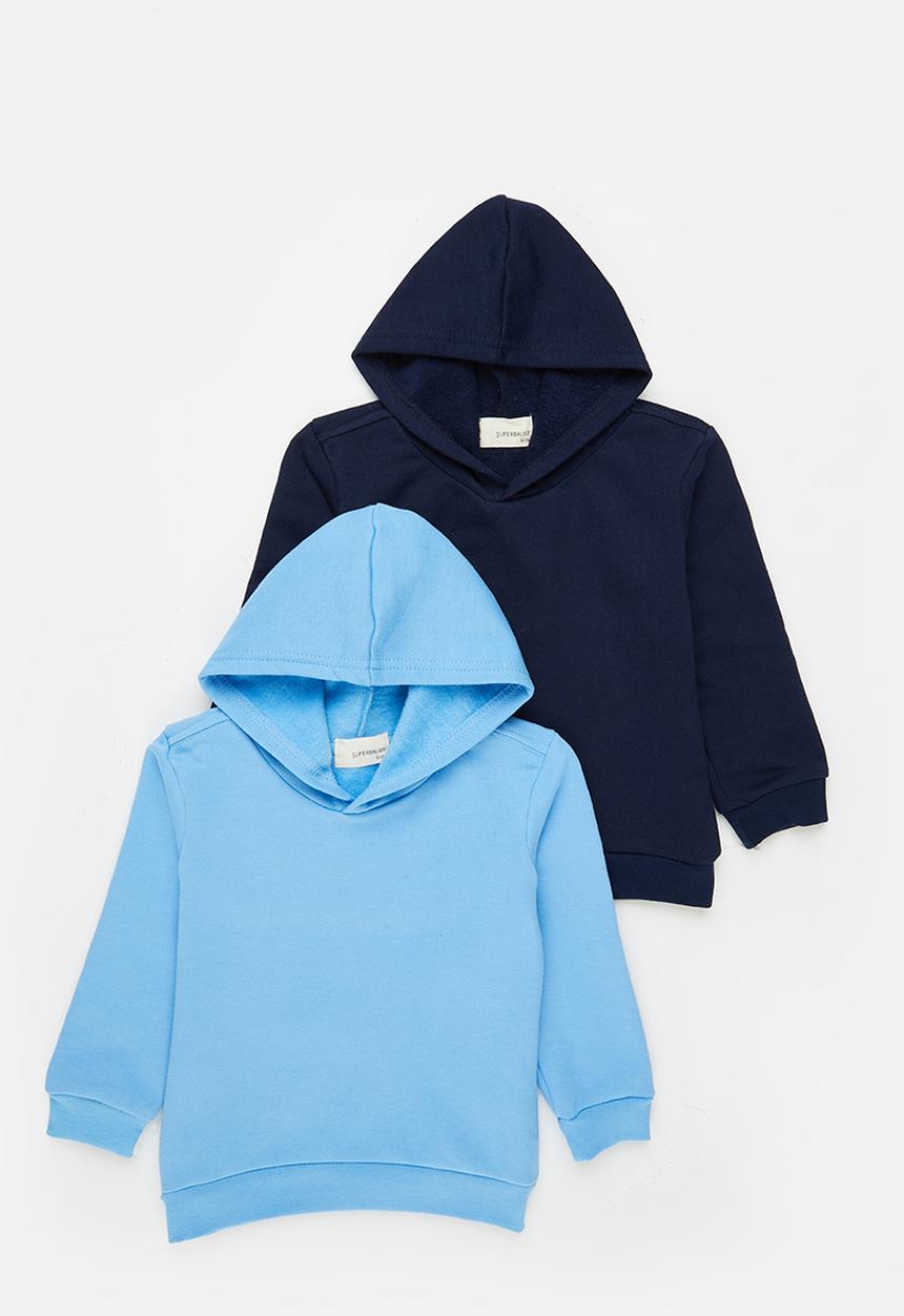 Superbalist - 2 pack plain hoody - navy & light blue