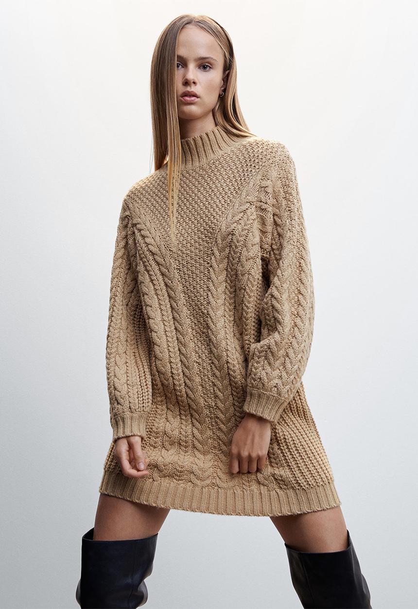 MANGO - Dress bambi - light beige
