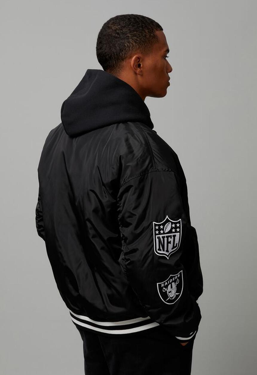 Cotton On - Nfl bomber jacket - lcn nfl raiders black/white