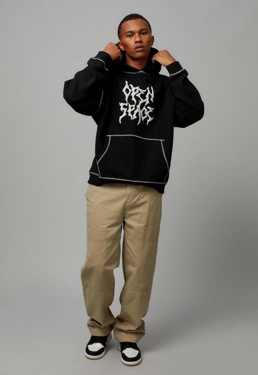 Cotton On - Open gallery baggy hoodie - black/open space