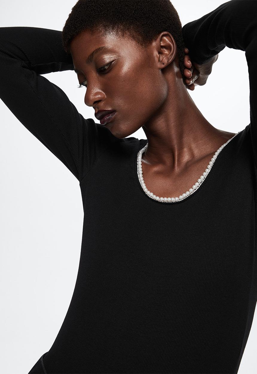 MANGO - T-shirt pearl - black