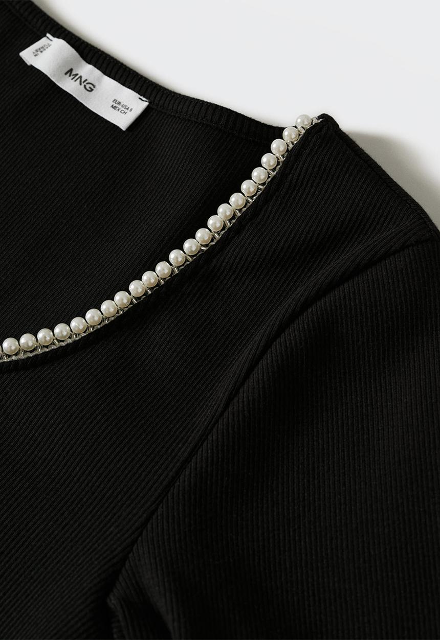 MANGO - T-shirt pearl - black