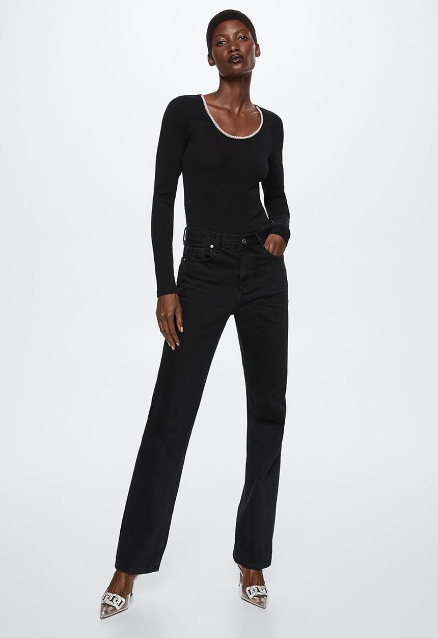 MANGO - T-shirt pearl - black