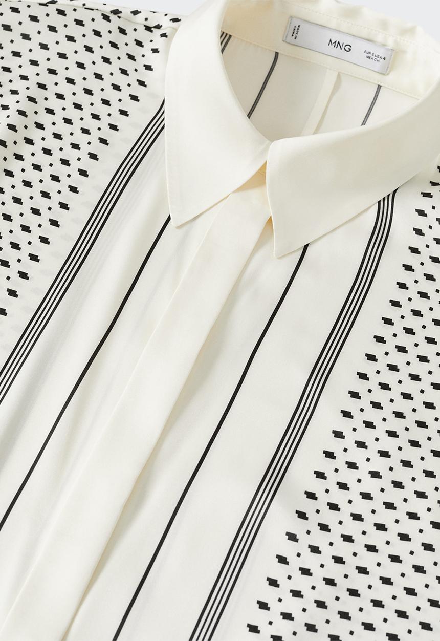 MANGO - Shirt lineas - black & white
