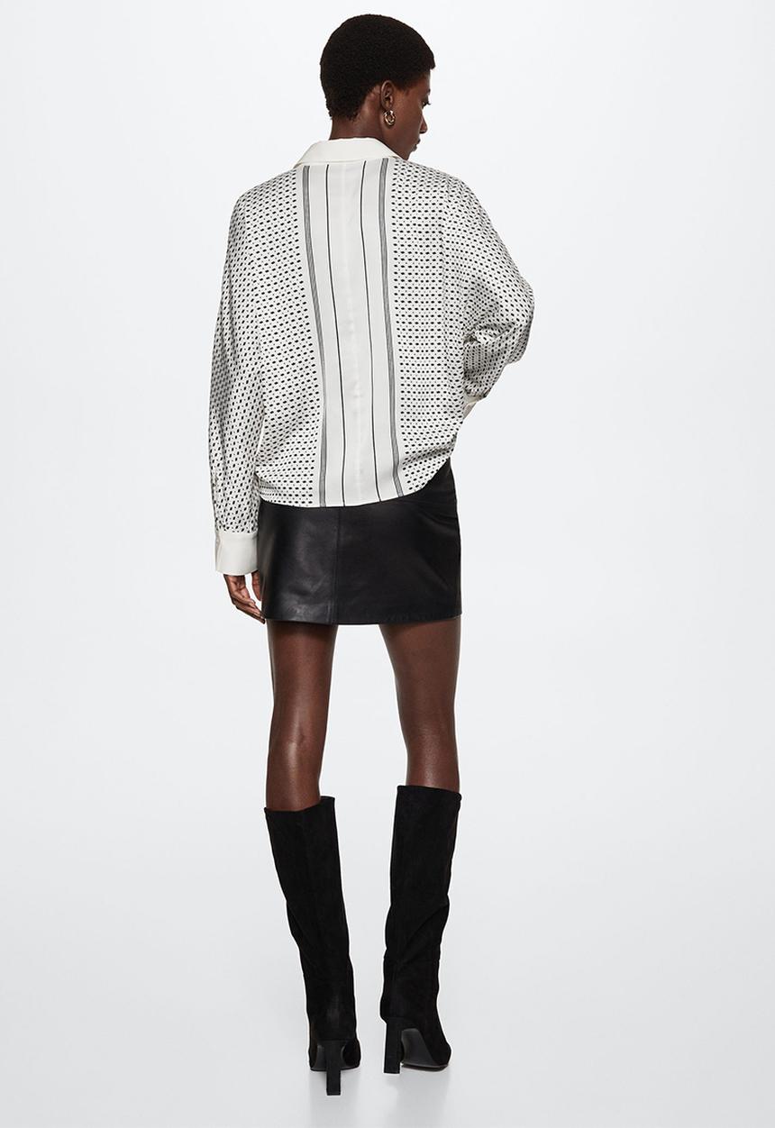 MANGO - Shirt lineas - black & white