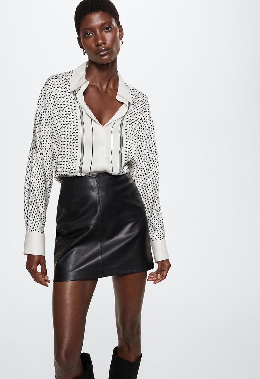MANGO - Shirt lineas - black & white