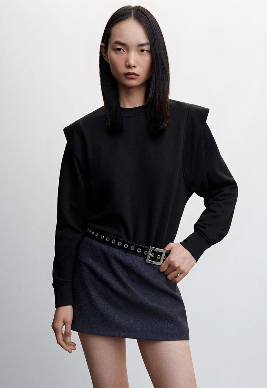 MANGO - Sweatshirt hombro - black