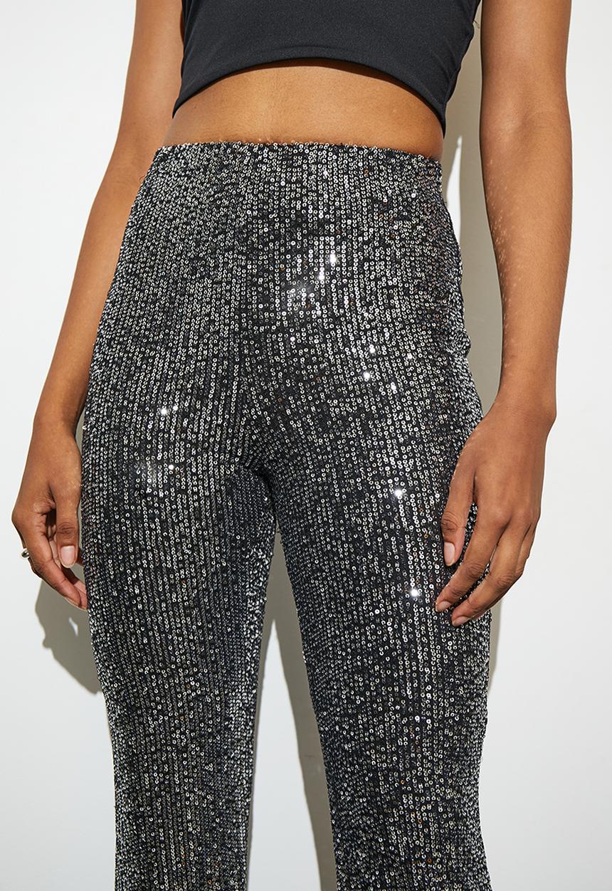 Superbalist - Sequin flare leg - black
