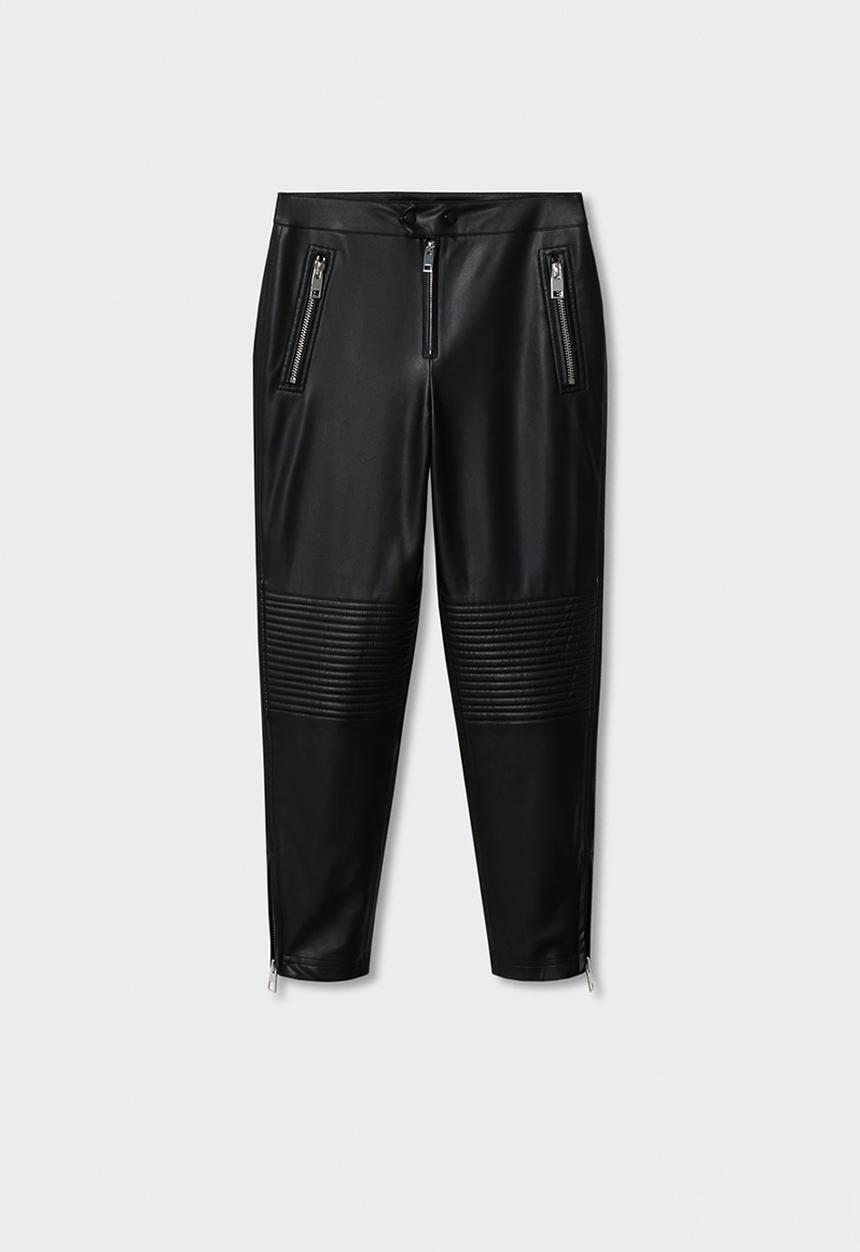 MANGO - Trouser moto - black