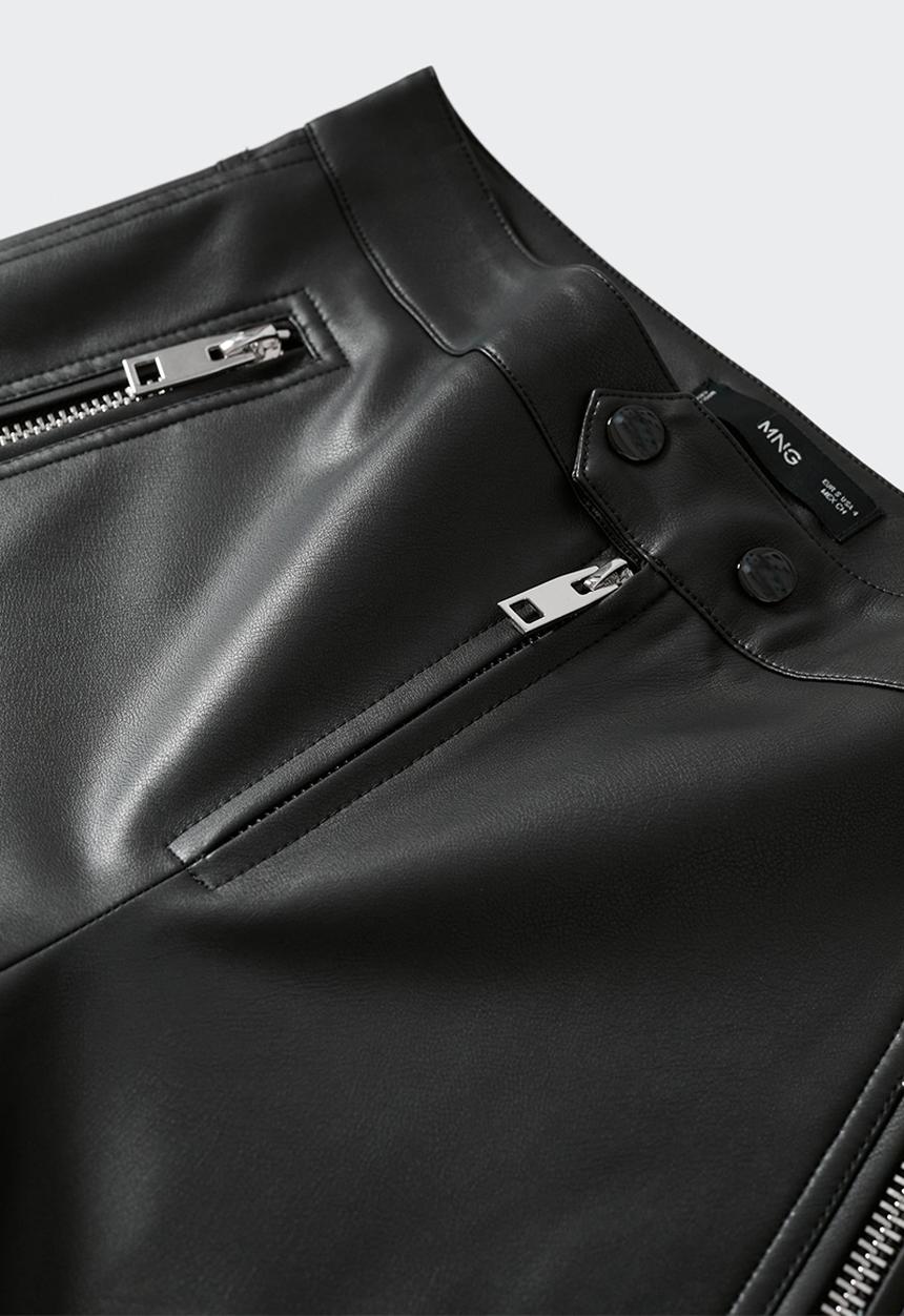 MANGO - Trouser moto - black