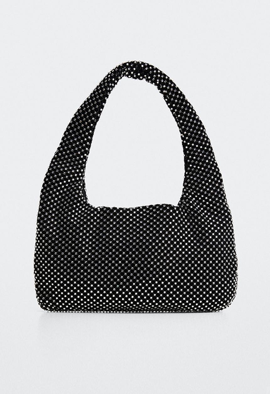MANGO - Rhinestone shoulder bag - black