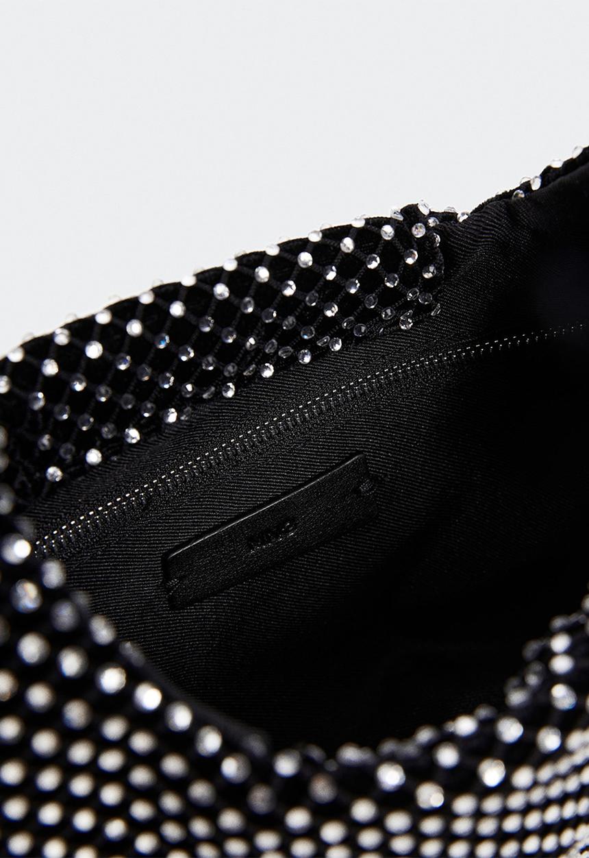 MANGO - Rhinestone shoulder bag - black