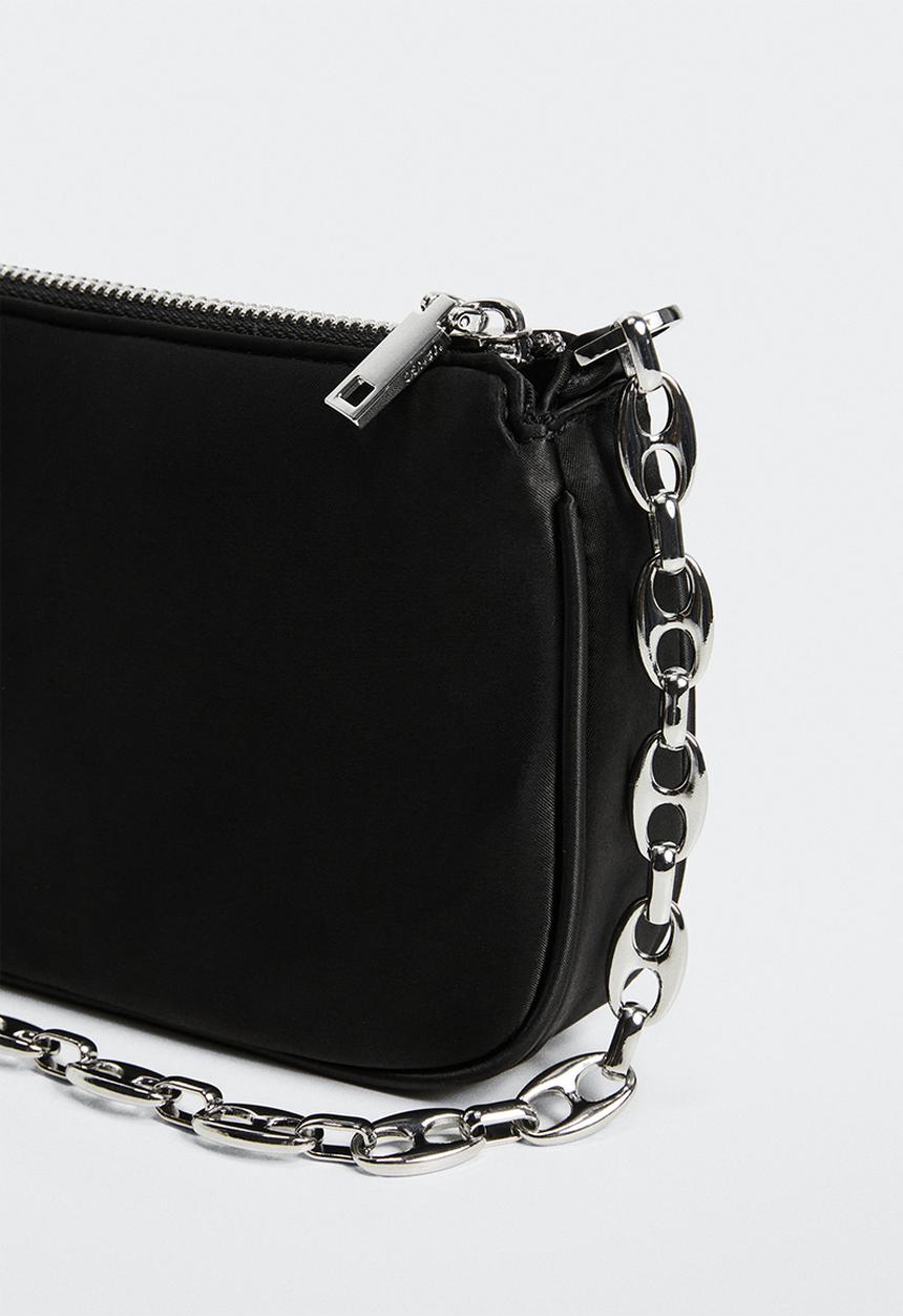 MANGO - Satin chain bag - black