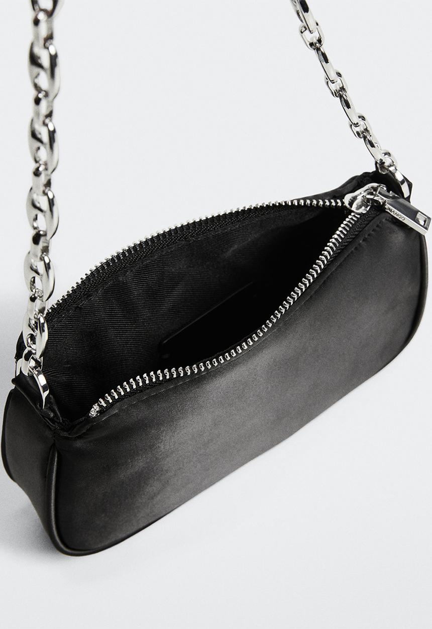 MANGO - Satin chain bag - black