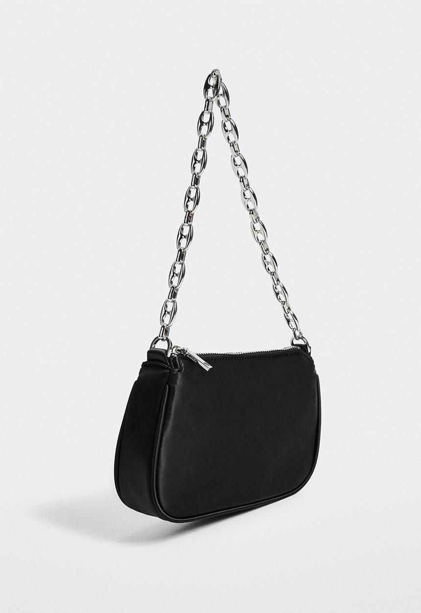 MANGO - Satin chain bag - black