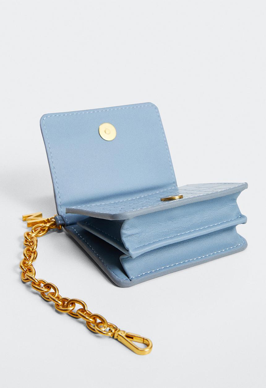 MANGO - Crocodile effect chain purse - sky blue