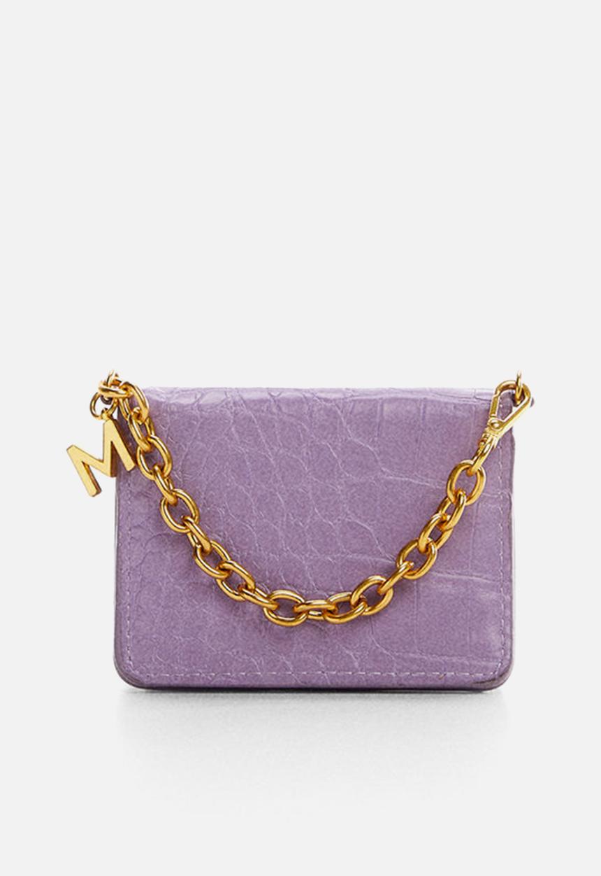 MANGO - Crocodile effect chain purse - lilac
