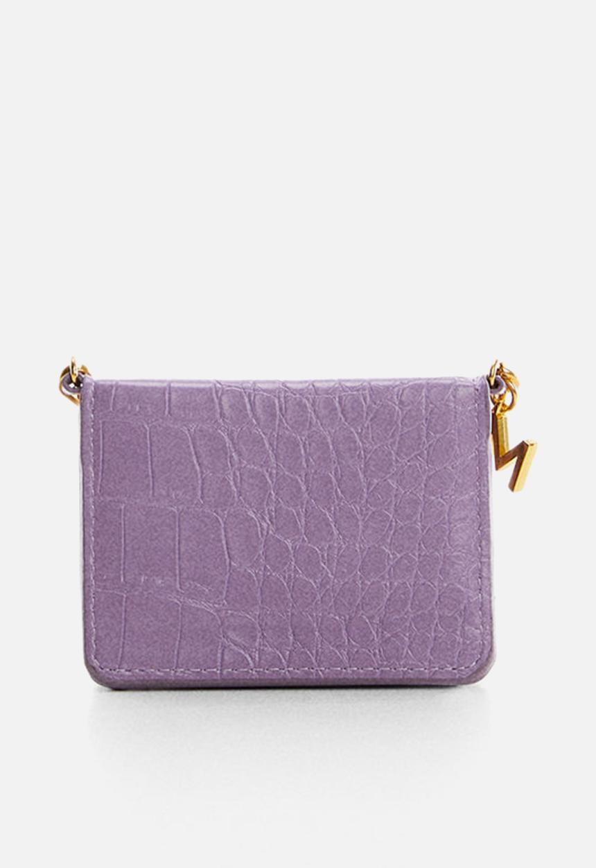 MANGO - Crocodile effect chain purse - lilac