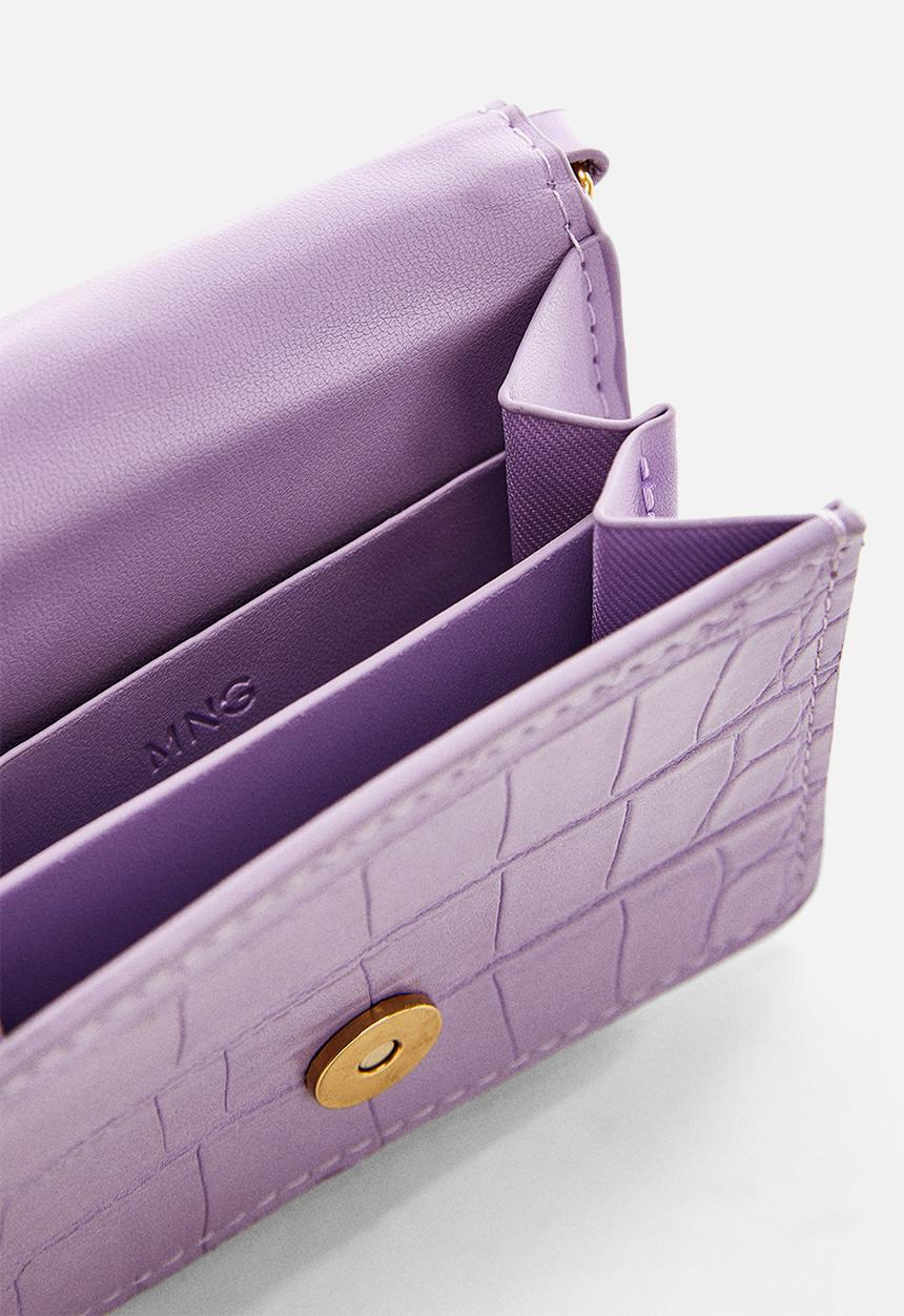 MANGO - Crocodile effect chain purse - lilac