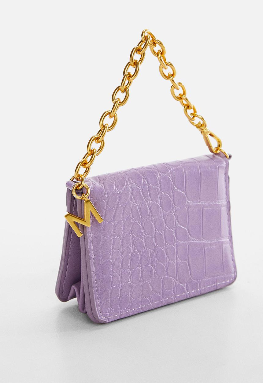 MANGO - Crocodile effect chain purse - lilac