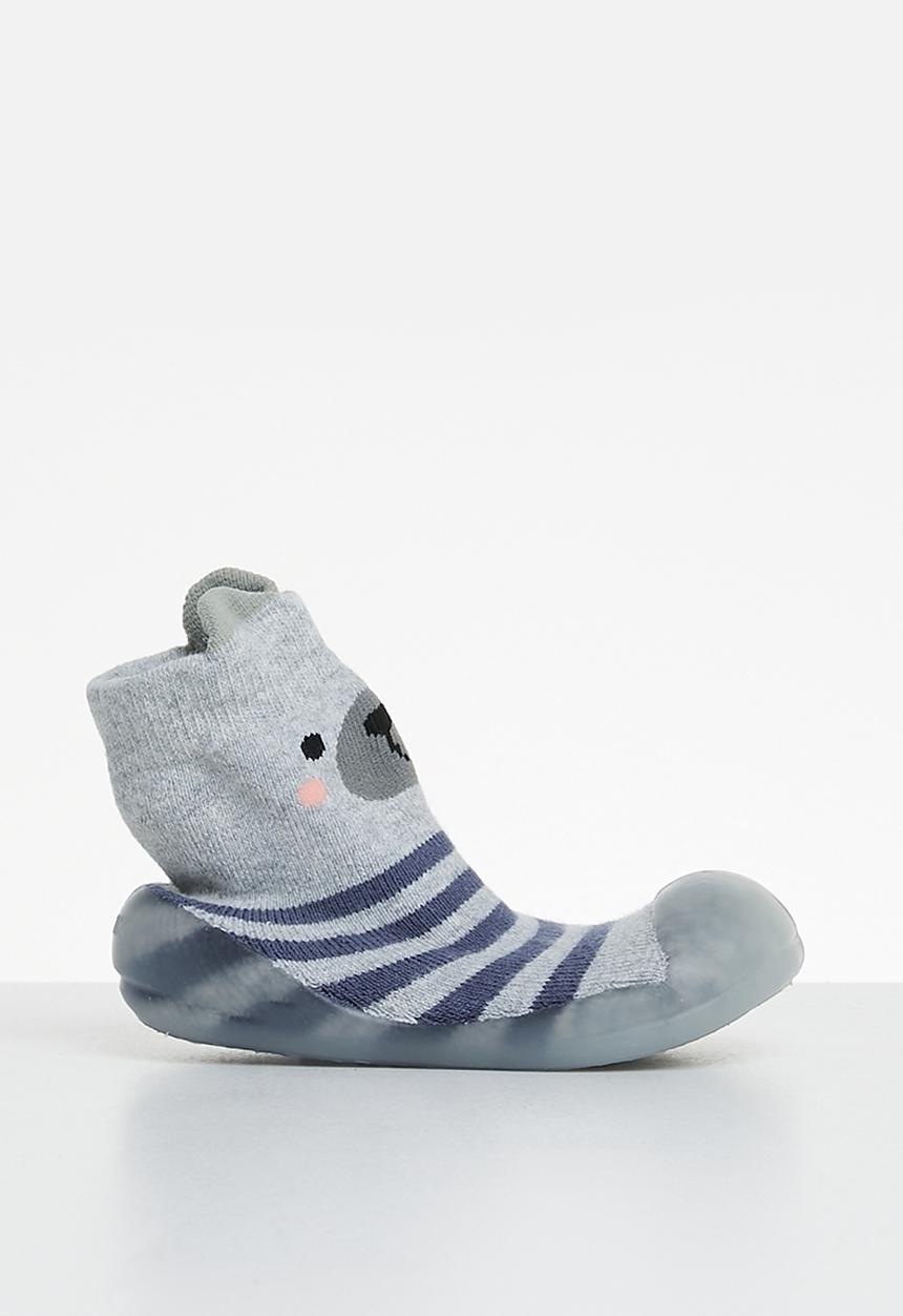 Pop Candy - Baby sock with rubber sole - grey