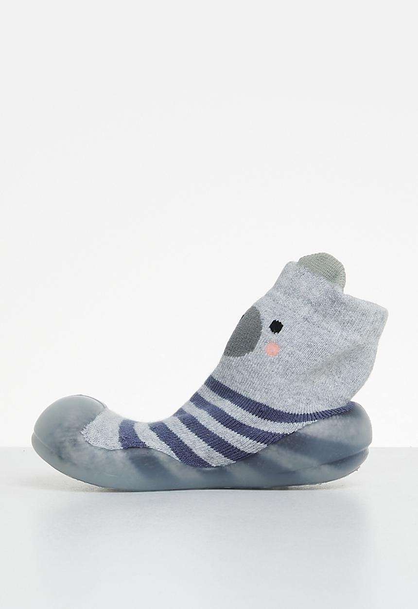 Pop Candy - Baby sock with rubber sole - grey