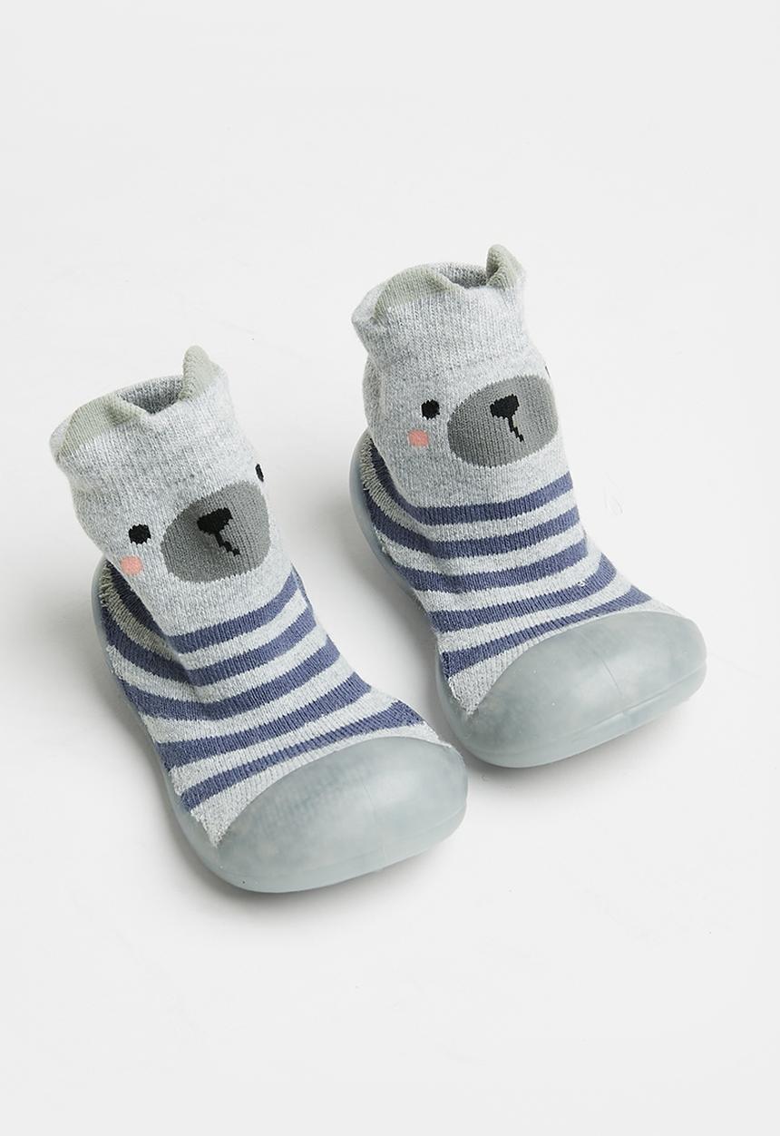 Pop Candy - Baby sock with rubber sole - grey