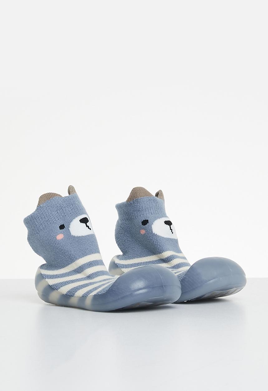 Pop Candy - Baby sock with rubber sole - blue