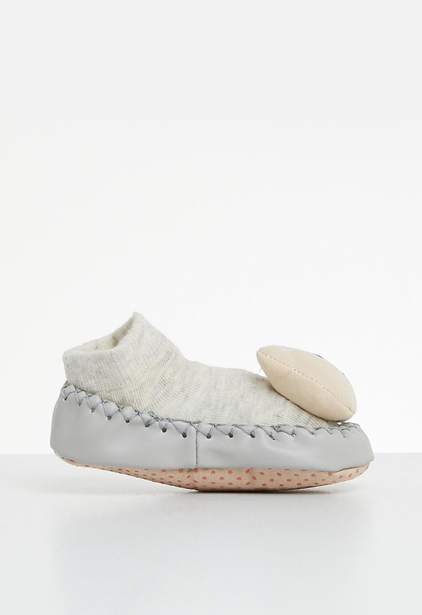 Pop Candy - Faux leather sole socks - grey