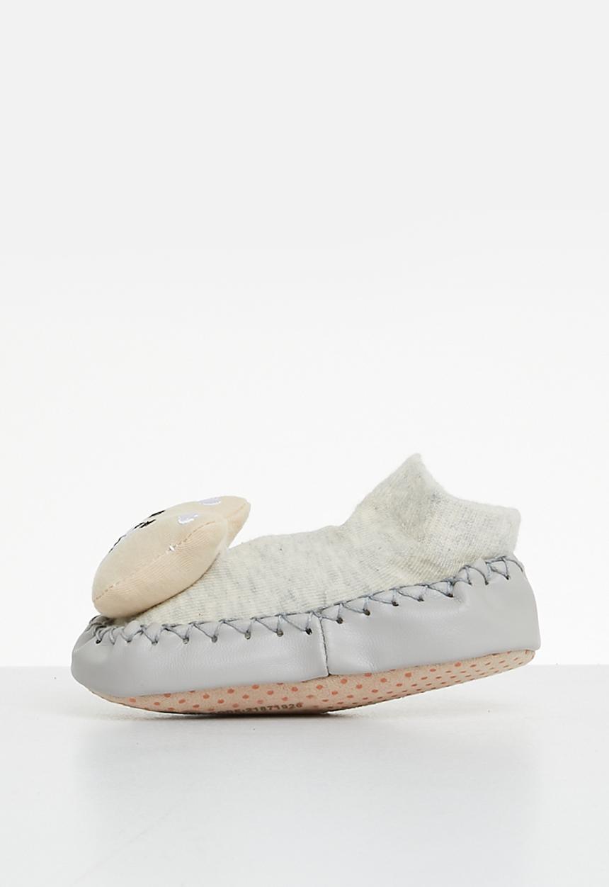 Pop Candy - Faux leather sole socks - grey