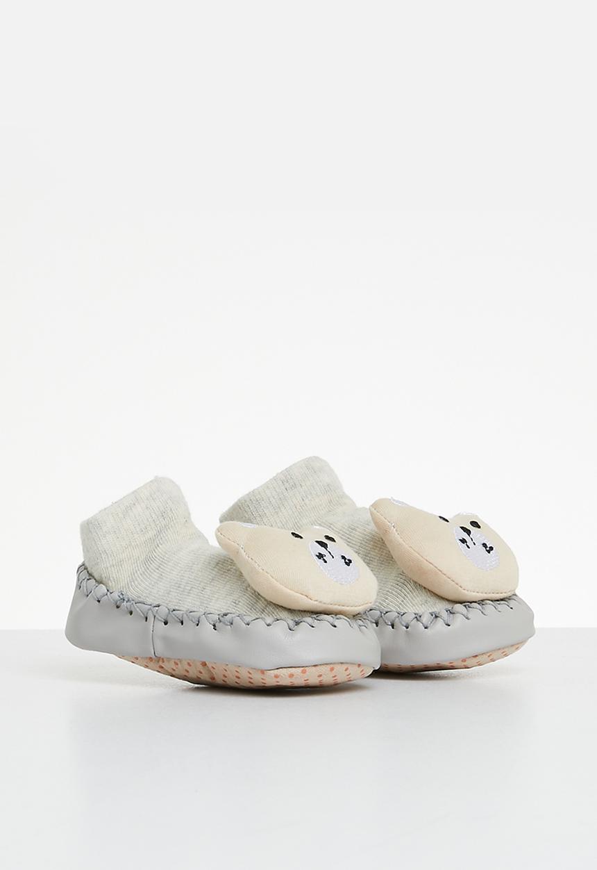 Pop Candy - Faux leather sole socks - grey