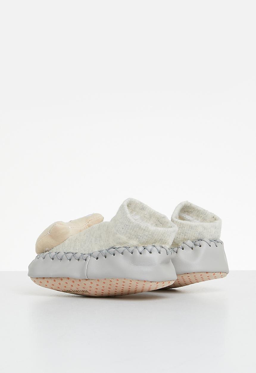 Pop Candy - Faux leather sole socks - grey