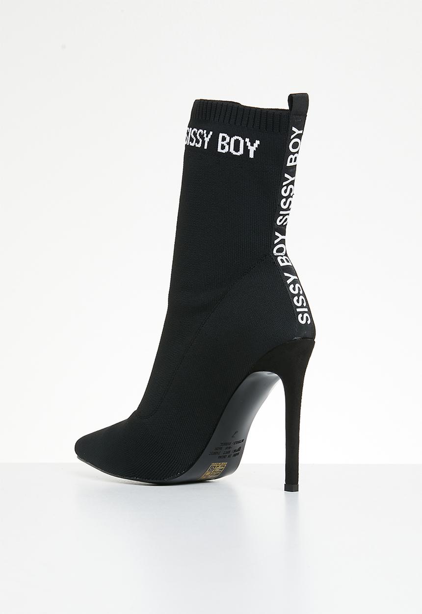 SISSY BOY - Game face sock stiletto boot - black