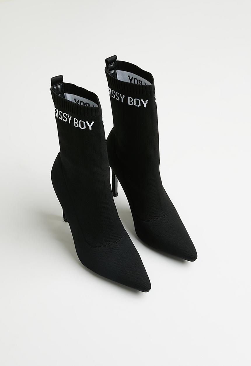 SISSY BOY - Game face sock stiletto boot - black