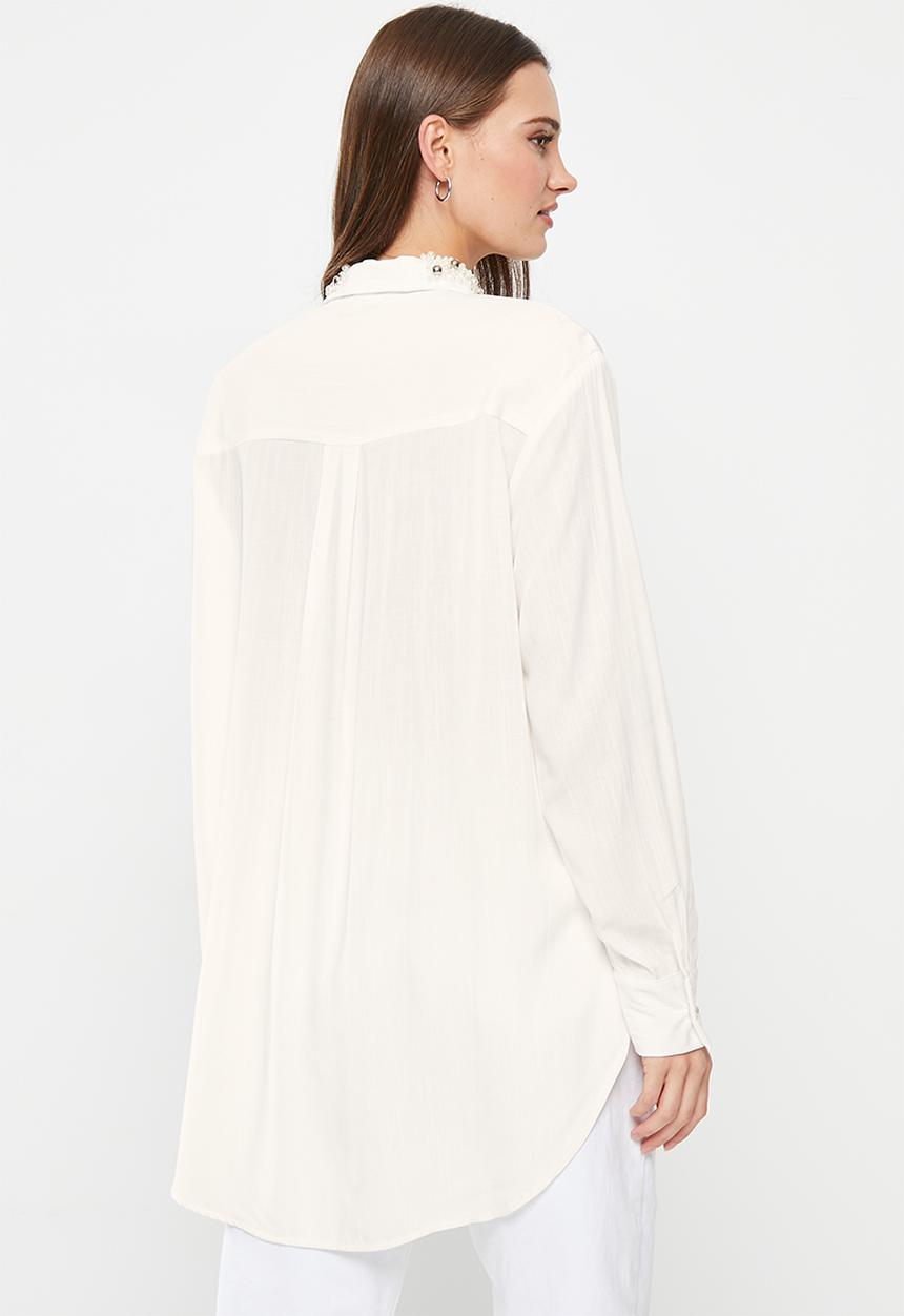 Me&B - Embellished collar shirt - white