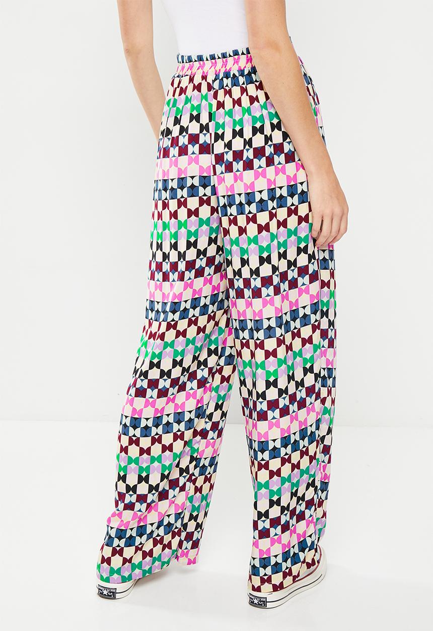 Me&B - Pull-on wide leg print pants - geo deco multi print