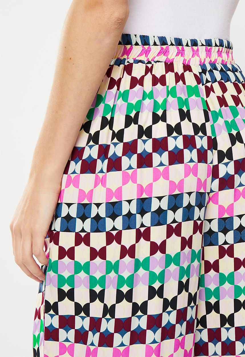 Me&B - Pull-on wide leg print pants - geo deco multi print