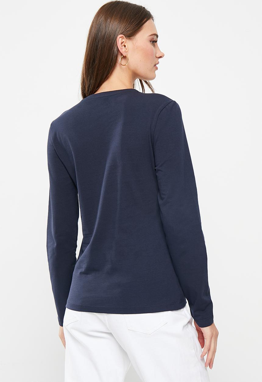 POLO - Wmn sml pony long sleeve T-shirt - navy