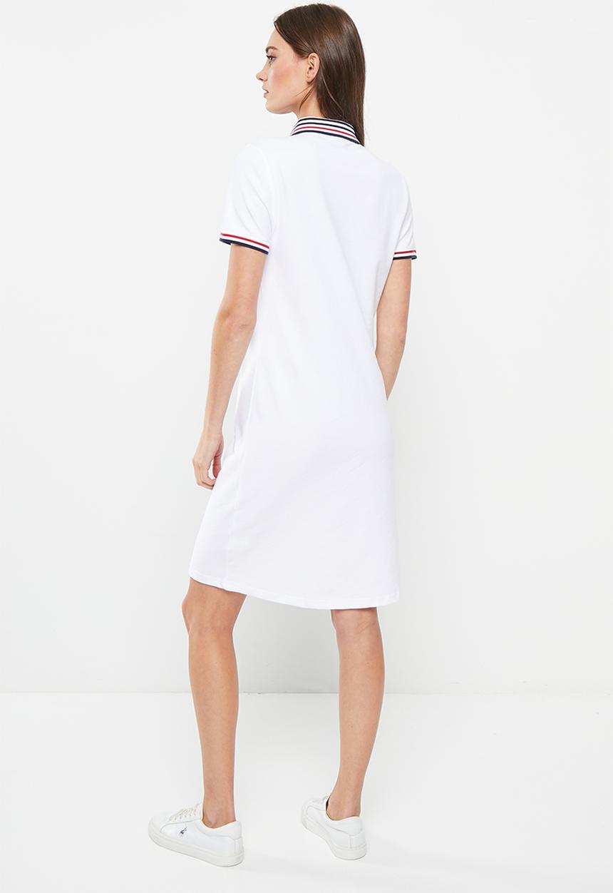 POLO - Wmn essential short sleeve golfer dress - white