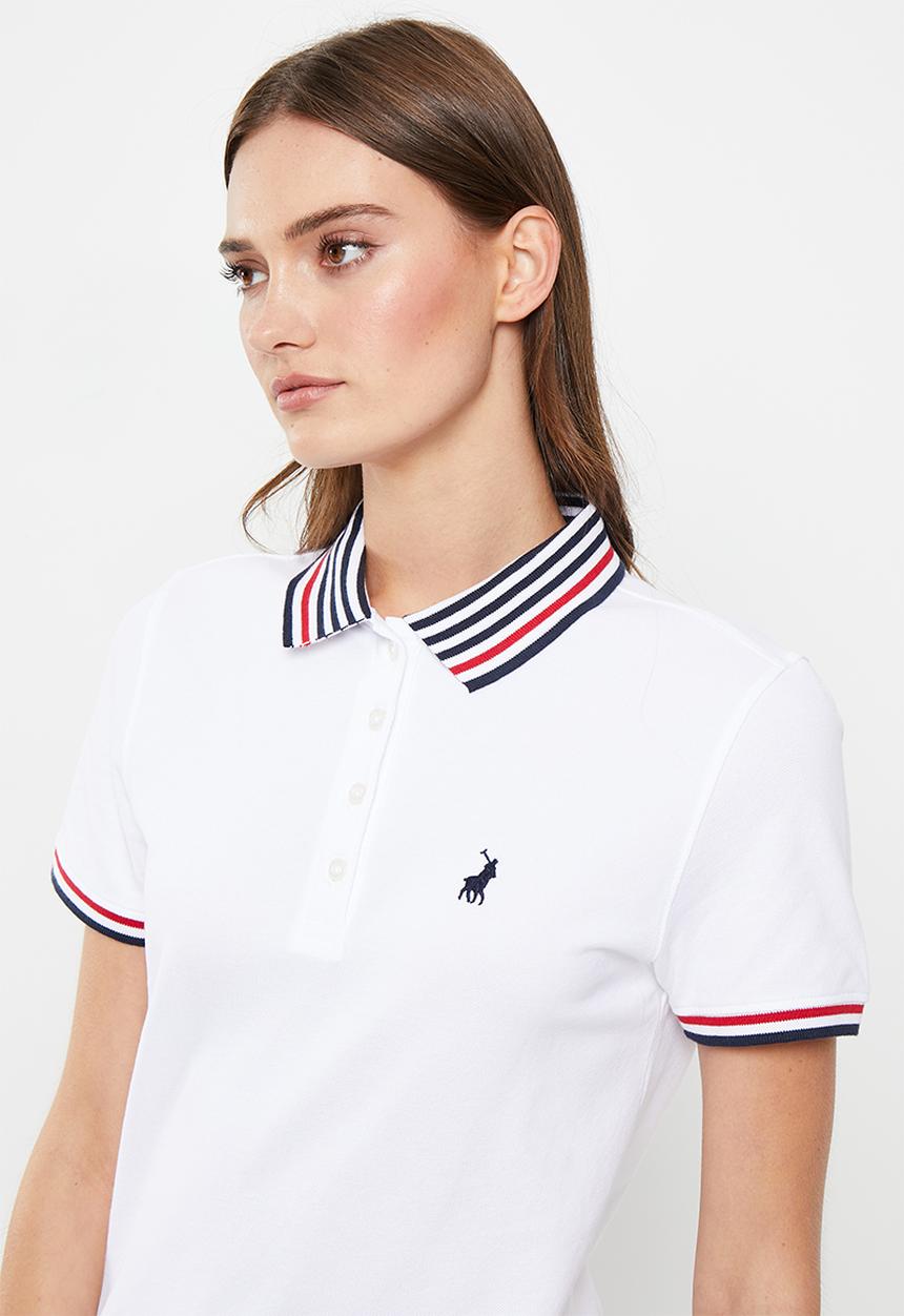 POLO - Wmn essential short sleeve golfer dress - white
