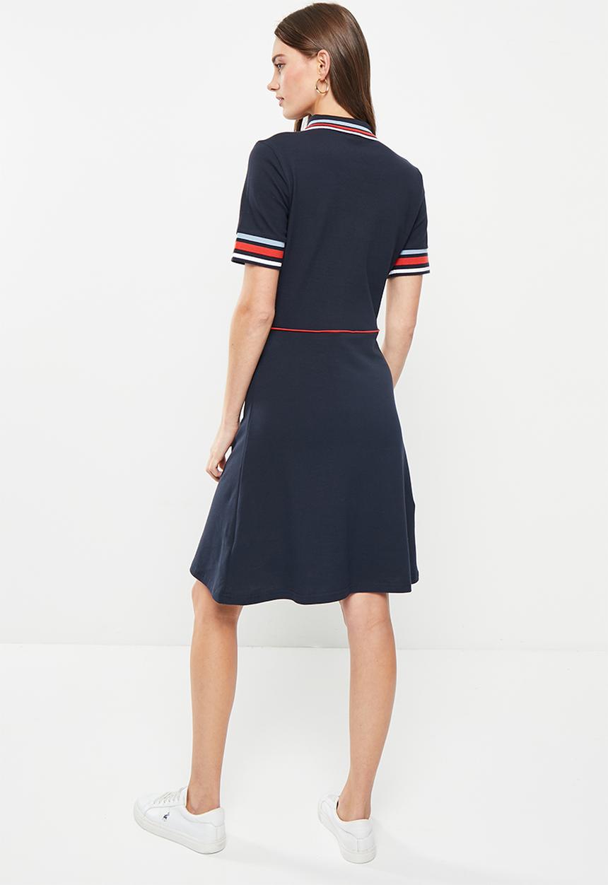 POLO - Wmn fit & flare short sleeve golfer dress - navy