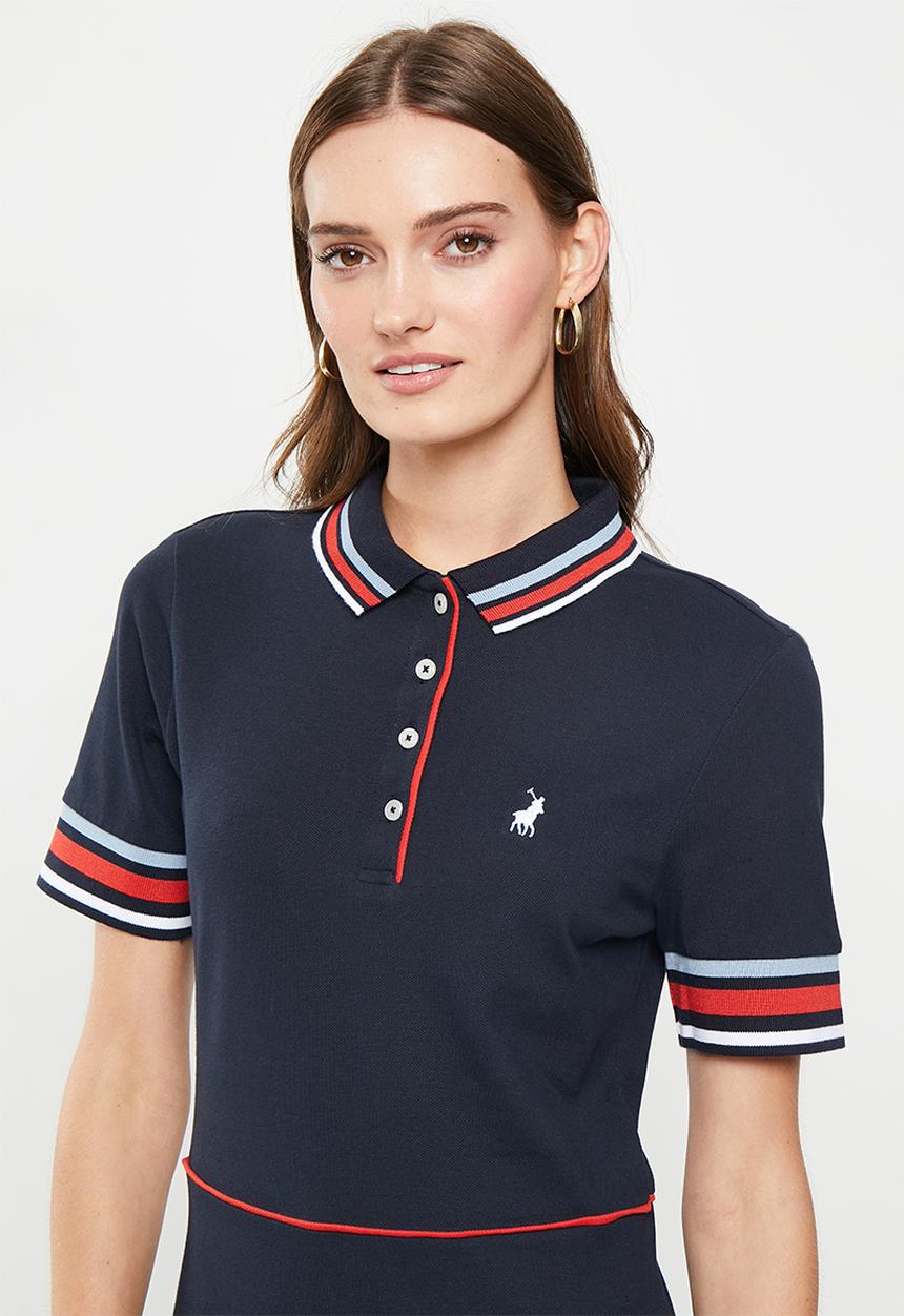 POLO - Wmn fit & flare short sleeve golfer dress - navy