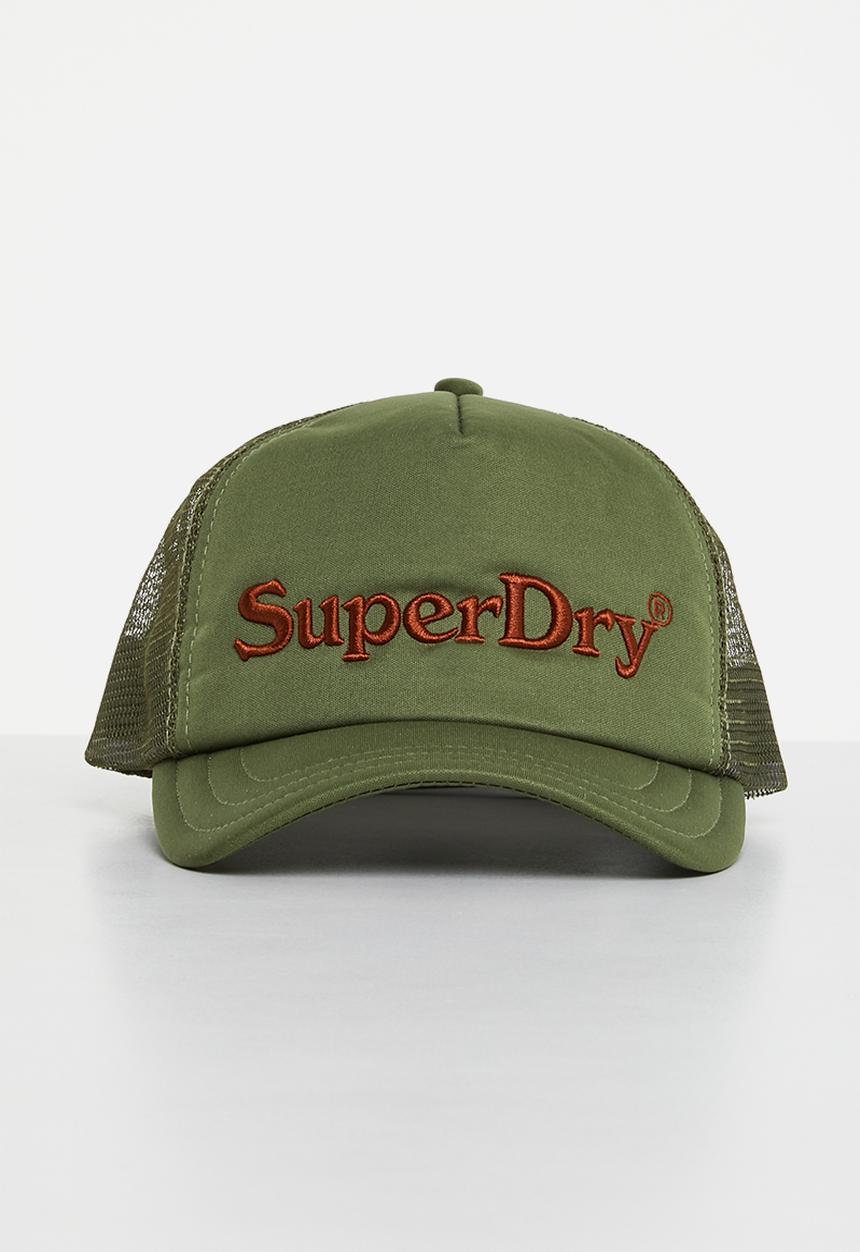 Superdry. - Vintage brand mark trucker cap - rosemary green