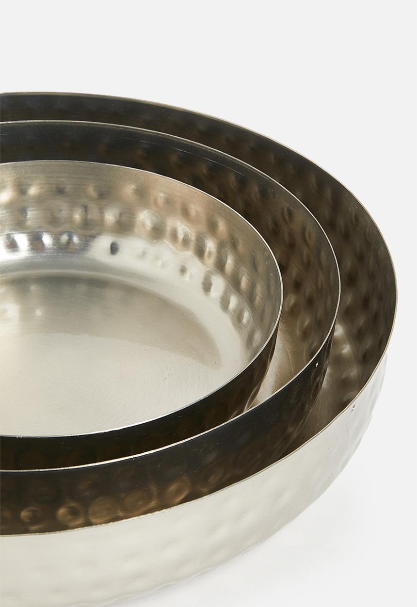Excellent Houseware - Serving tray bowl set of 3 - silver