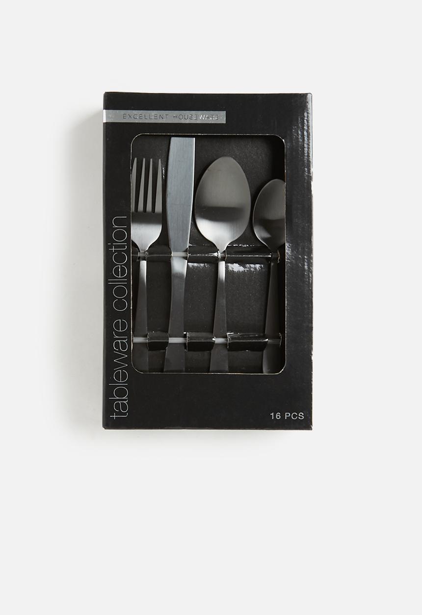 Excellent Houseware - Matt cutlery set of 4 - black